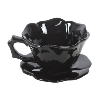 Something Different Rose Teacup & Saucer Black (One Size) from B&Q