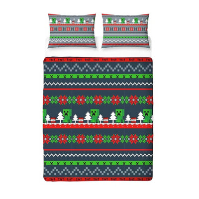 Minecraft Christmas Reversible Duvet Set Multicoloured (Single) from B&Q