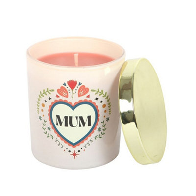 B&Q Pink Something Different Mum French Tulip Folk Heart Scented Candle Pastel (One ) Size 28