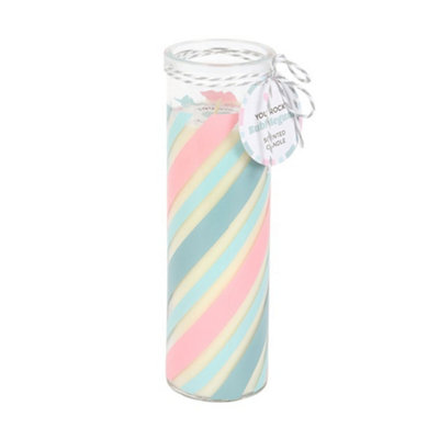 Something Different Bubblegum Candy Stripe Tube Candle Pastel Blue/pink (One Size) from B&Q