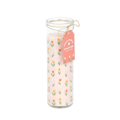 B&Q Pink/Yellow/Orange Something Different French Tulip Tube Candle Pastel (One ) 20Cm