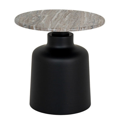 B&Q -  Oura Round Side Table Black/grey (One Size)