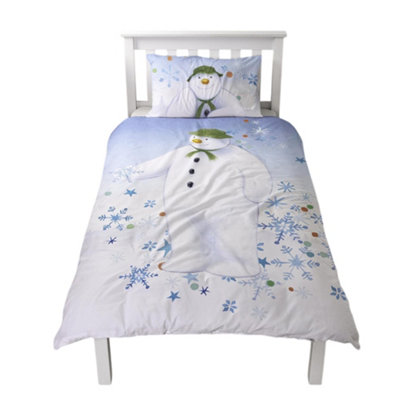  - The Snowman Winter Sun Christmas Reversible Duvet Cover Set White/blue (Single)