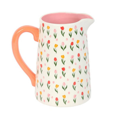 Something Different Tulip Flower Jug - White/Pink - Image 3