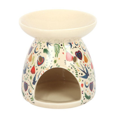 Something Different Midnight Bloom Print Oil Burner Cream (One Size) from B&Q