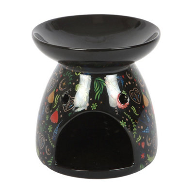 Something Different Midnight Bloom Print Oil Burner Black (One Size) from B&Q
