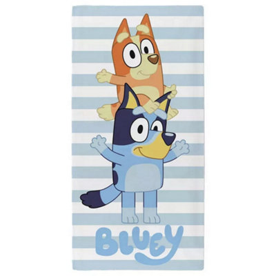 Bluey Piggyback Ride Towel Blue/white (140Cm X 70Cm) from B&Q