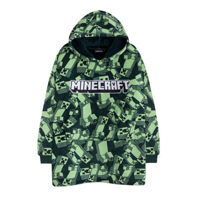 Minecraft Boys Creeper Blanket Hoodie Green (One Size) from B&Q