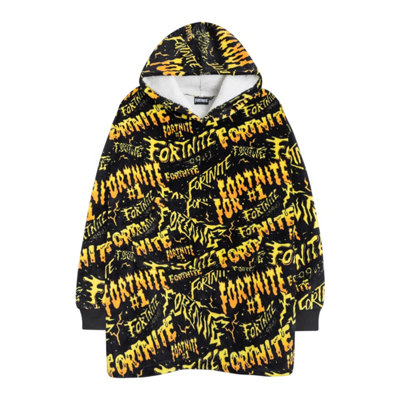 Fortnite Childrens/kids Character Blanket Hoodie Black/yellow/orange (One Size) from B&Q