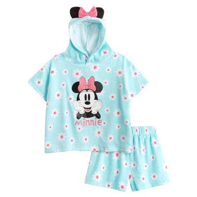 B&Q -  Girls Minnie Mouse Towelling Short Pyjama Set Blue (6-7 Years)