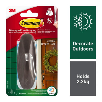 Command Metallic Bronze Designer Stick On Hook Bronze (One Size) from B&Q
