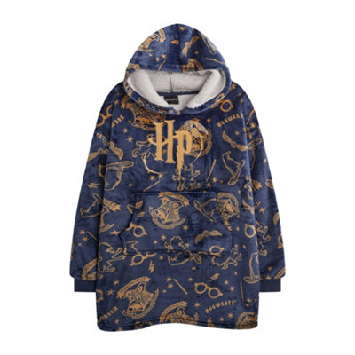 Harry Potter Girls Embroidered Logo Blanket Hoodie Blue (One Size) from B&Q