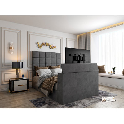 - Luther Upholstered  Grey Tv Bed Frame