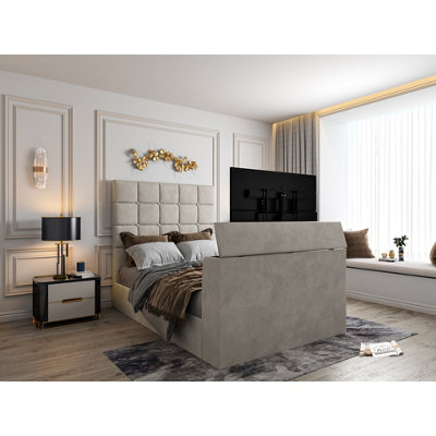  - Luther Upholstered  Pebble Tv Bed Frame
