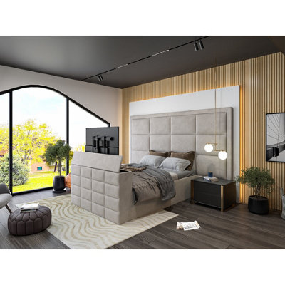  - Luther Upholstered  Pebble Tv Bed Frame