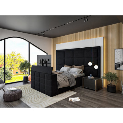  - Copenhagen Upholstered  Black Television Bed Frame