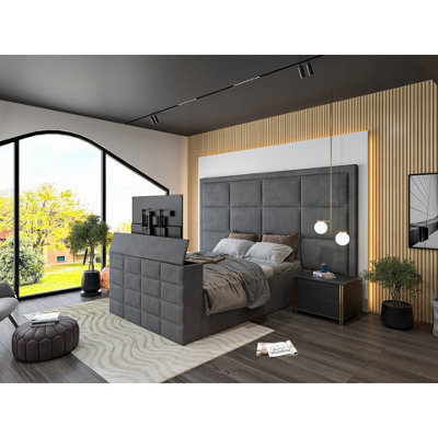  - Copenhagen Upholstered  Grey Television Bed Frame