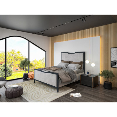  - Verona Metal Upholstered  Grey Bed Frame