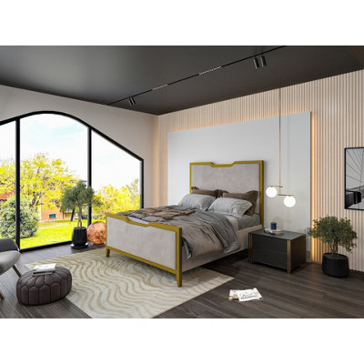  - Verona Metal Upholstered  Pebble Bed Frame