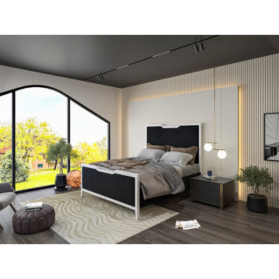  - Verona Metal Upholstered  Black Bed Frame