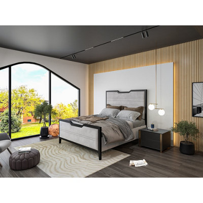  - Linea Luxury Metal & Fabric  Silver Bed Frame