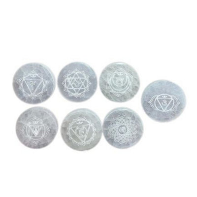 Kdmd Unisex Grey Chakra Selenite Charging Plates Set For Crystal Cleansing & Energy In Size 7 - Image 2