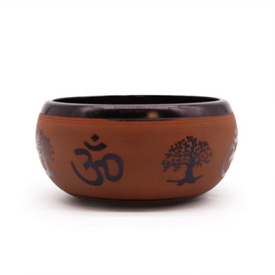 Earth Powder Singing Bowl Clay Om Buddha 16Cm Maroon from B&Q