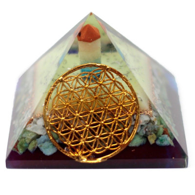  - Organite Pyramid 80mm Flower Of Life Symbol