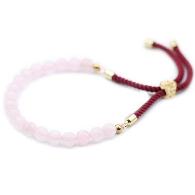 18K Gold Plated Gemstone Bordeaux String Bracelet Rose Quartz from B&Q
