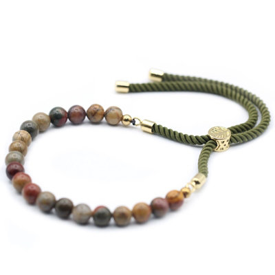 18K Gold Plated Gemstone Moss String Bracelet Picasso Jasper from B&Q