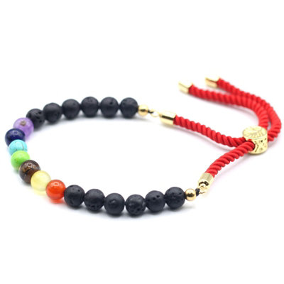 18K Gold Plated Gemstone Royal String Bracelet Lava Stone Chakra Multi from B&Q