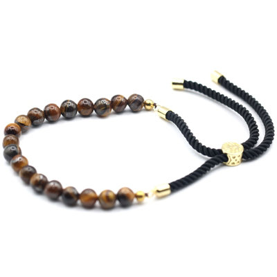 18K Gold Plated Gemstone String Bracelet Tiger Eye from B&Q