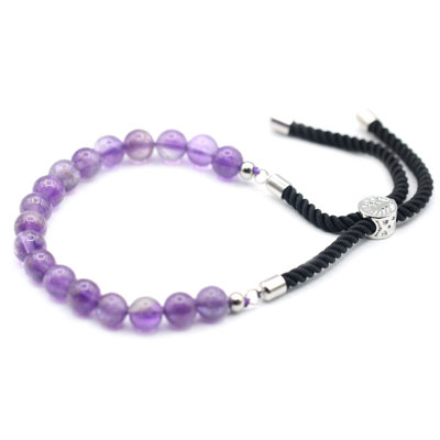 925 Plated Gemstone String Bracelet Amethyst from B&Q
