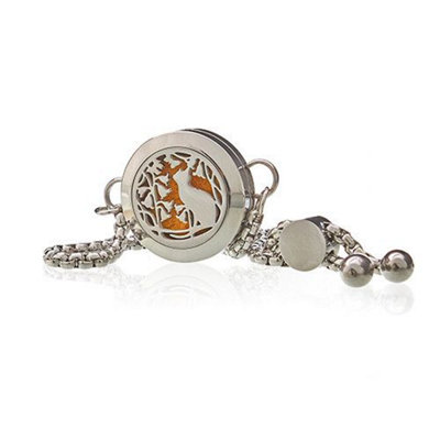  - Aromatherapy Jewellery Chain Bracelet Cat & Flowers 20mm