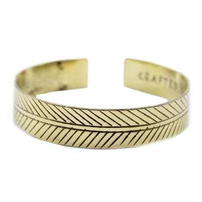 Brass Tibetan Bracelet Wide Tribal Leaf from B&Q