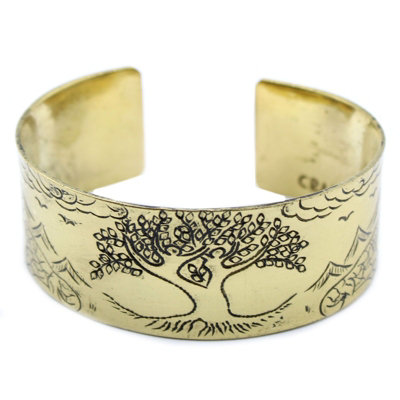 Brass Tibetan Mantra Bracelet Tree Of Life Gold from B&Q