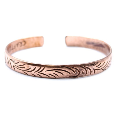 Copper Tibetan Bracelet Slim Tribal Swirls Brozen from B&Q