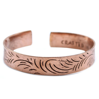 Copper Tibetan Bracelet Wide Tribal Swirls Brozen from B&Q