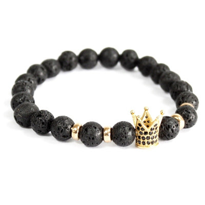 Gold Crown / Lava Stone Gemstone Bracelet from B&Q