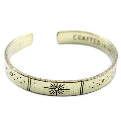 Inspiration Bracelet Brass SnriseGalaxyStarsEarth Gold