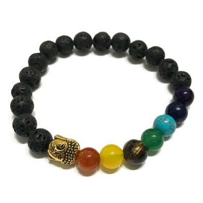 Lava Stone Bracelet Buddha Chakra Multicolor from B&Q