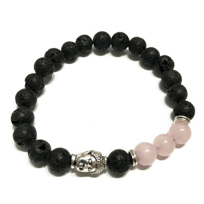 Lava Stone Bracelet Buddha Rose Quartz from B&Q
