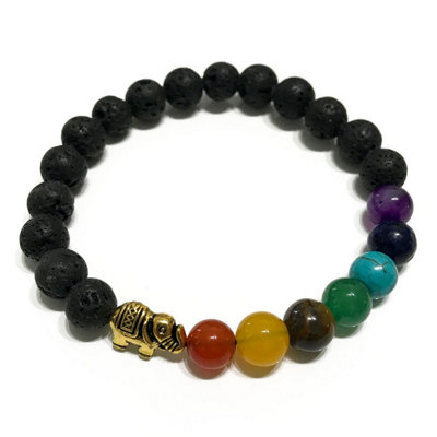 Lava Stone Bracelet Elephant Chakra Multicolor from B&Q