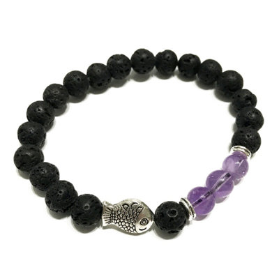 Lava Stone Bracelet Fish Amethyst from B&Q