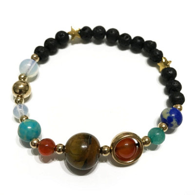 Lava Stone Bracelet Gold Solar System Multicolor from B&Q
