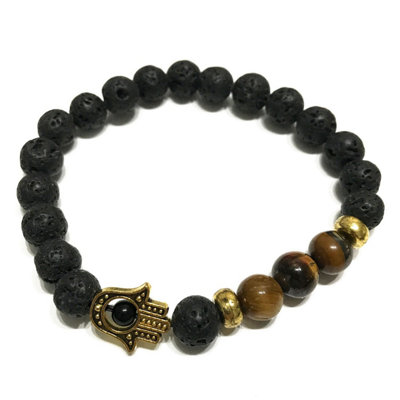 Lava Stone Bracelet Hamsa Tigereye from B&Q