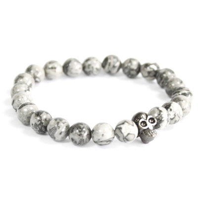 Pewter Skull / Agate Gemstone Bracelet from B&Q