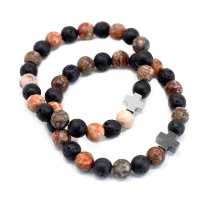 Set Of 2 Gemstones Friendship Bracelets Eternity Leopard Skin Jasper from B&Q