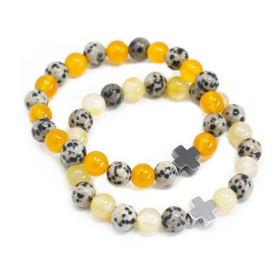 Set Of 2 Gemstones Friendship Bracelets Protection Dalmatian Jasper from B&Q