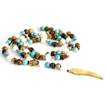 Angel Wing / Multi Beads Gemstone Necklace from B&Q